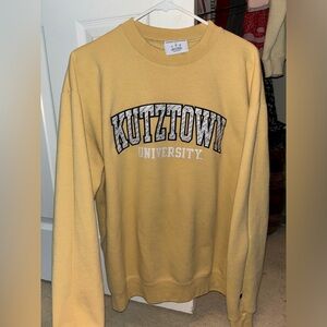 authentic champion yellow collegiate crewneck kutztown university